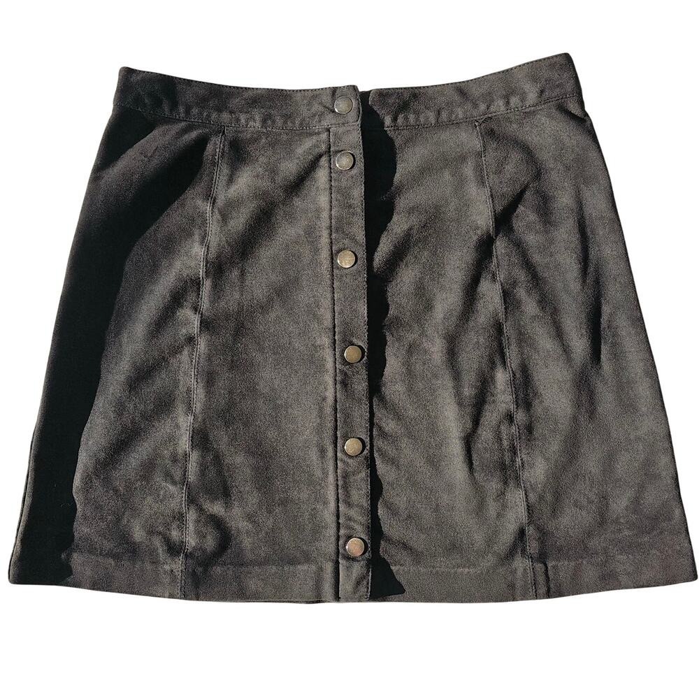 H&M Black Suedelike Soft Feel Suede Like Black A Line Skirt Size Size 12